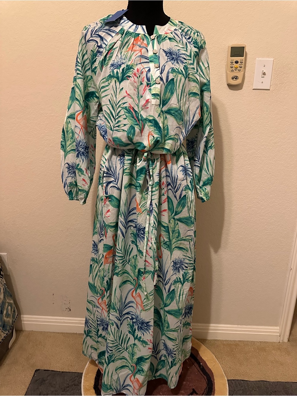 J.McLaughlin Daniella Dress Women's Tropical Botanical Tie-Waist Maxi Dress SzM - Picture 4 of 14